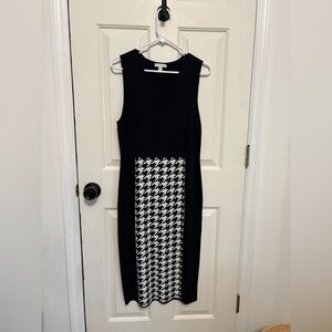 New York & Company Black and White Houndstooth Midi Dress